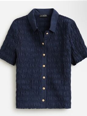 NWOT J Crew Navy Smocked Button Up Size XL